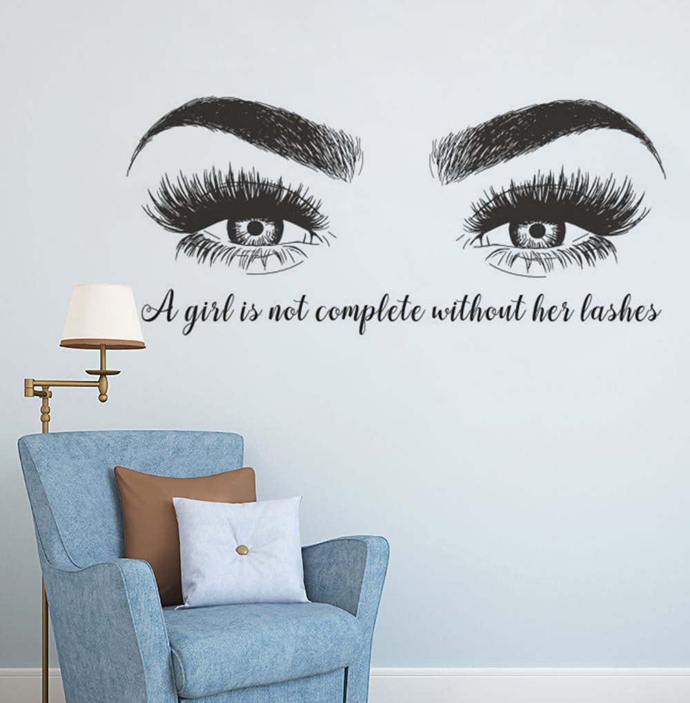 Eyelash Extension Quotes - Kirpik Kaşları Vinil Duvar Sticker Güzellik